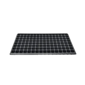 Angled view of a Kirkfall 128 cell starter tray for plant propagation